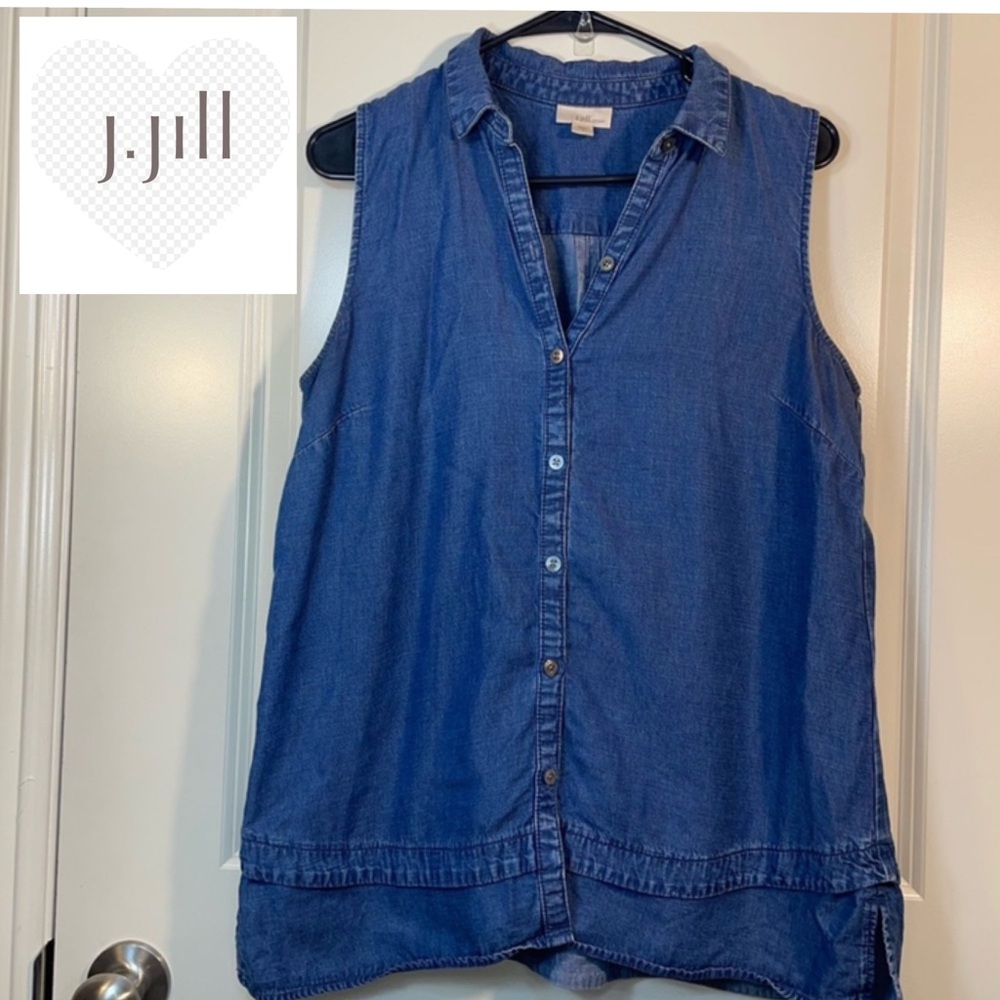 J.Jill denim button down sleeveless top